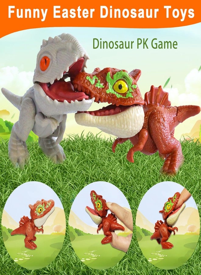 AMENON 6 Pack Jumbo 3.5" Easter Eggs Filled with Biting Finger Dinosaurs Toys Inside, Fun Finger Puppets Set for Kids Toddlers Easter Basket Stuffers Fillers Plastic Surprise Eggs Hunt Easter Party Favors - Image 3